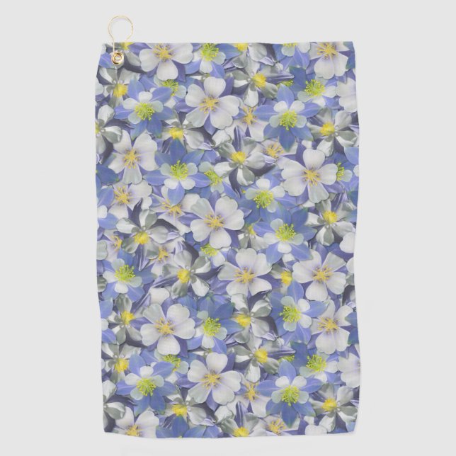 Columbines Seamless Pattern Golf Towel (Front)