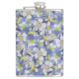 Columbines Seamless Pattern Hip Flask