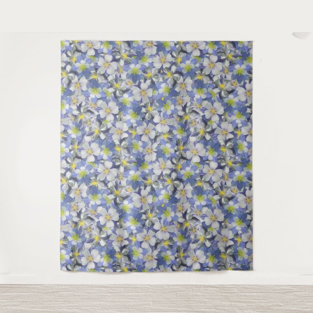 Columbines Seamless Pattern Tapestry (Front)