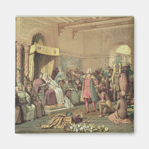 Columbus at the Royal Court of Spain in Barcelona Magnet