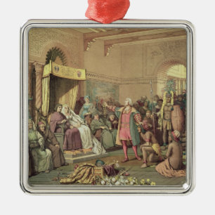 Columbus at the Royal Court of Spain in Barcelona Metal Tree Decoration