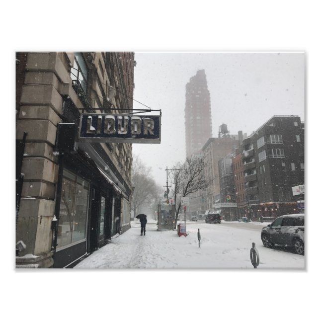 Columbus Avenue Liquor Store NYC Snowstorm Winter Photo Print (Front)