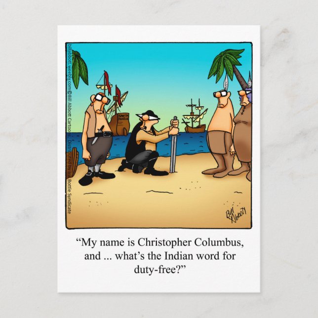 Columbus Day Humor Postcard (Front)