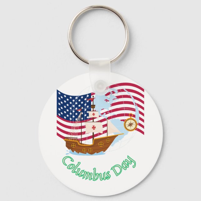 Columbus Day Key Ring (Front)