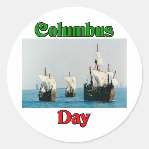 Columbus Day Ships Classic Round Sticker