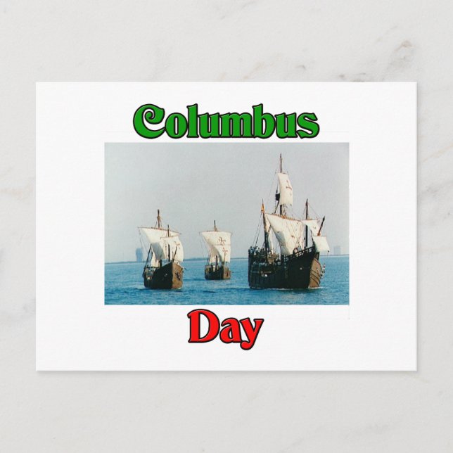 Columbus Day Ships Postcard (Front)