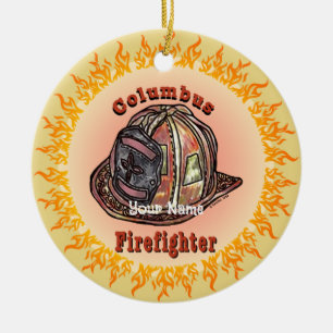 Columbus Firefighter  Ceramic Tree Decoration