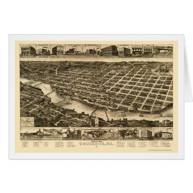 Columbus, GA Panoramic Map - 1886 (Front Horizontal)