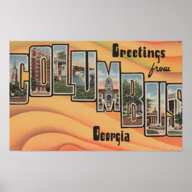 Columbus, Georgia - Large Letter Scenes Poster (Front)