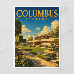 Columbus Indiana House GeoSaga Postcard