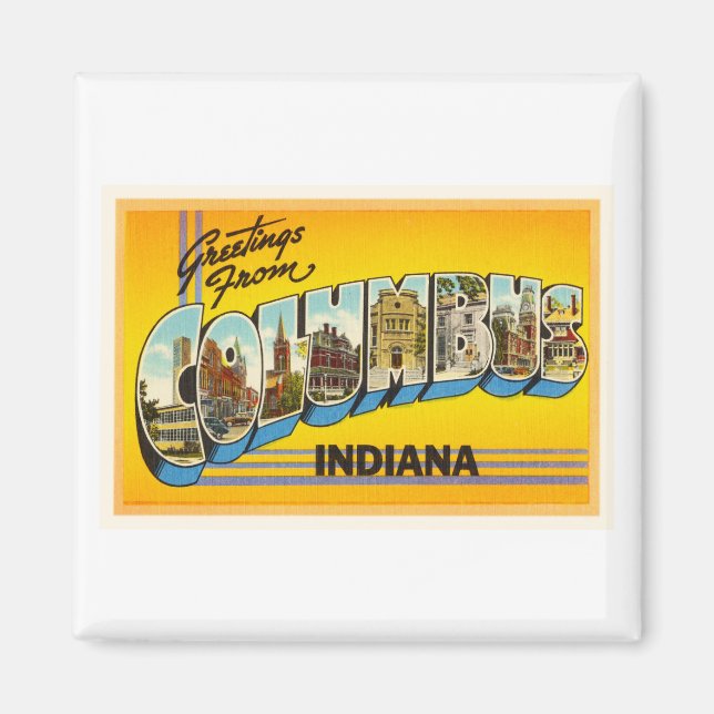 Columbus Indiana IN Old Vintage Travel Souvenir Magnet (Front)