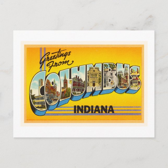 Columbus Indiana IN Old Vintage Travel Souvenir Postcard (Front)