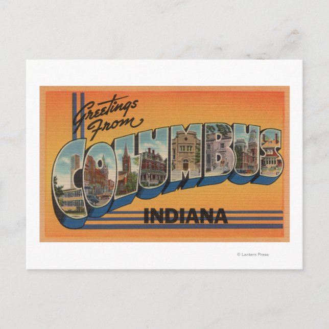 Columbus, Indiana - Large Letter Scenes Postcard (Front)