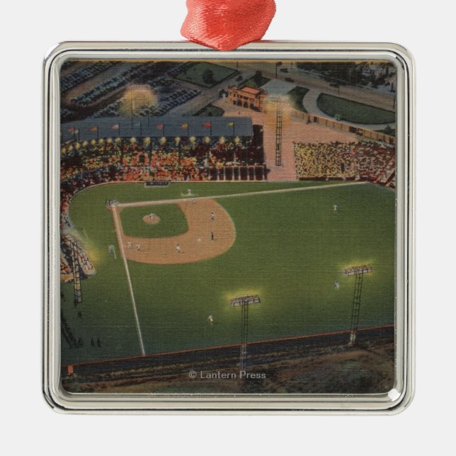 Columbus, OH - Aerial of Red Bird Baseball Metal Tree Decoration (Front)