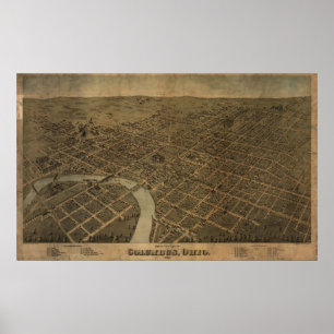 Columbus Ohio 1872 Antique Panoramic Map Poster