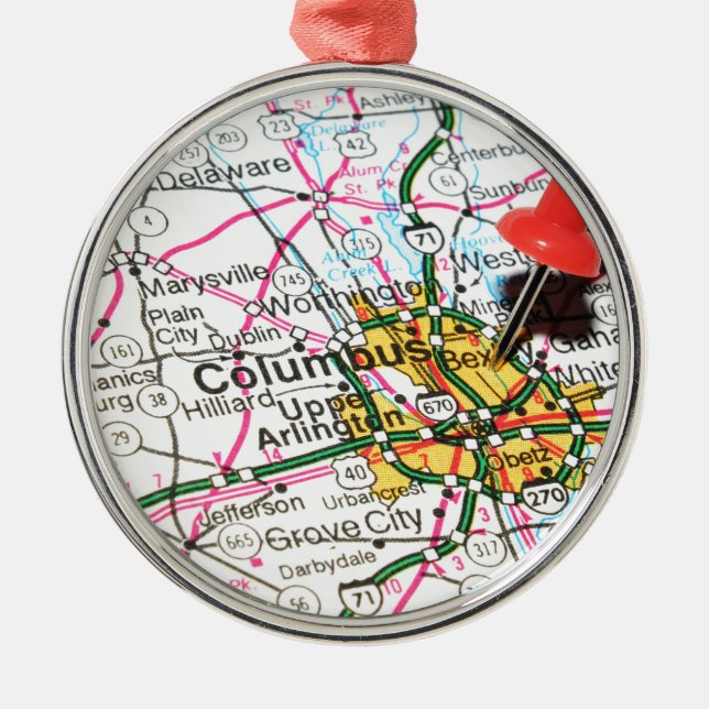 Columbus, Ohio Metal Tree Decoration (Front)