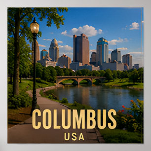 Columbus Ohio Riverfront Travel Gift Poster