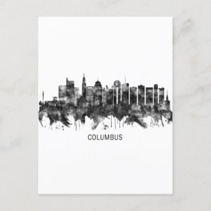Columbus Ohio skyline BW Holiday Postcard