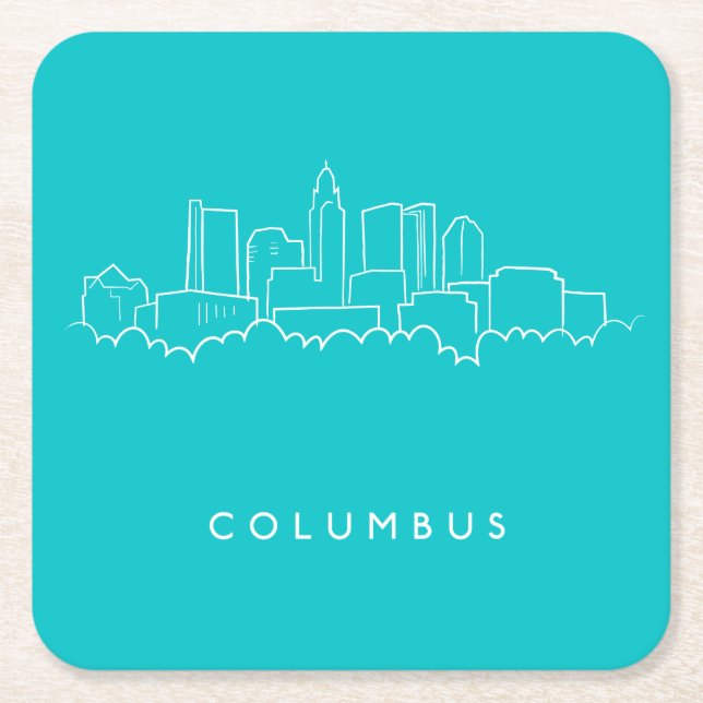 Columbus, Ohio Skyline Square Paper Coaster (Front)