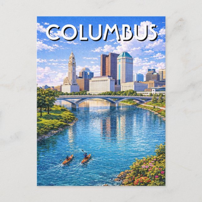 Columbus Ohio Skyline Travel Postcard (Front)
