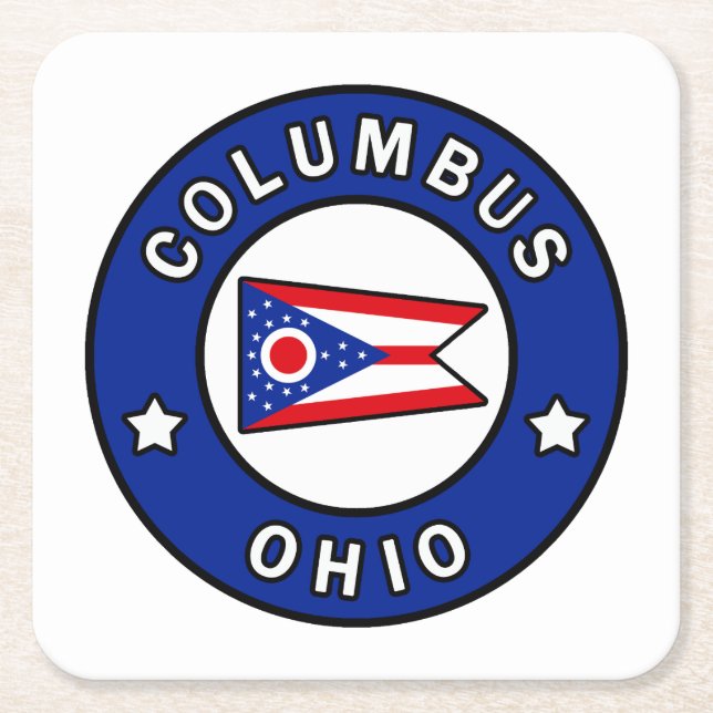Columbus Ohio Square Paper Coaster (Front)