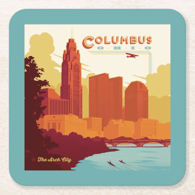 Columbus Ohio | The Arch City Square Paper Coaster (Front)