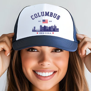 Columbus Ohio Urban Skyline Art Trucker Hat