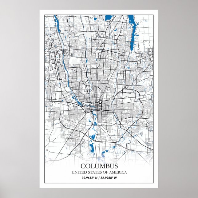 Columbus Ohio USA Travel City Map Poster (Front)