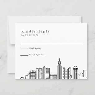 Columbus Ohio Wedding   Stylised City Skyline RSVP Card