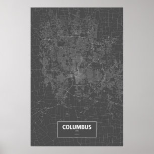 Columbus, Ohio (white on black) Poster