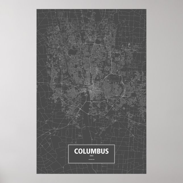Columbus, Ohio (white on black) Poster (Front)