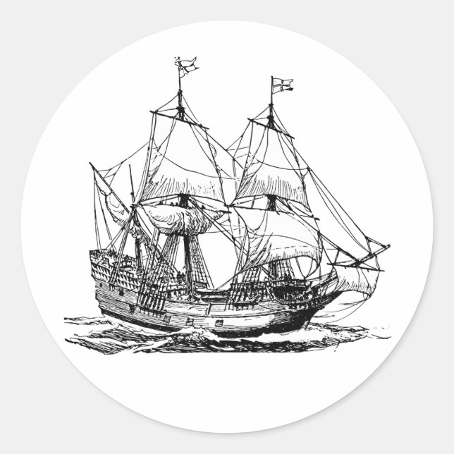 Columbus Ship Classic Round Sticker (Front)
