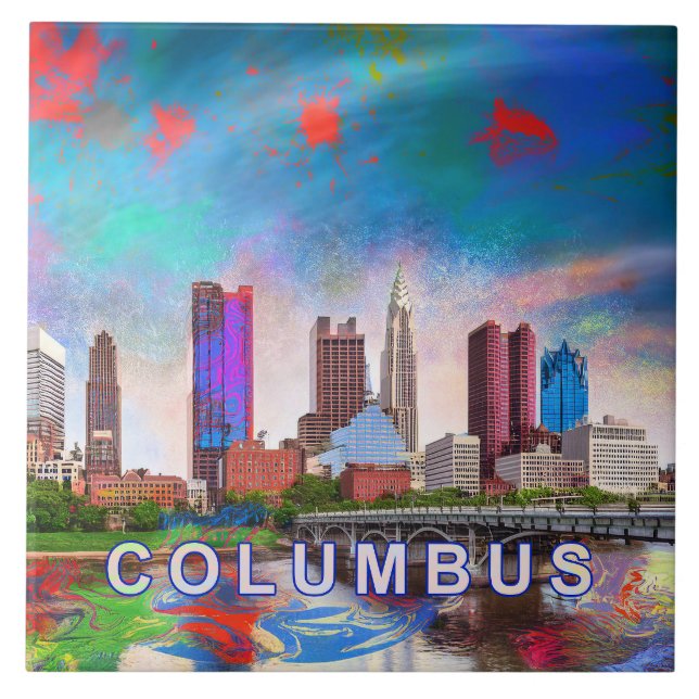 Columbus Skyline Art  Tile (Front)