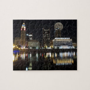 Columbus Skyline with the Moon Jigsaw Puzzle