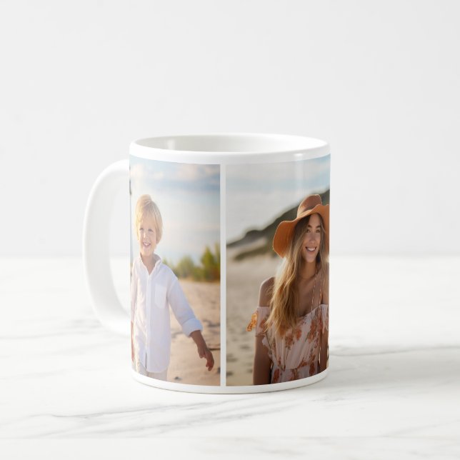 Column 3 Photo Collage - Vertical Modern Grid Coffee Mug (Front Left)