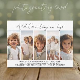 Column 5 Photo Collage - Thin Vertical Modern Grid Holiday Card