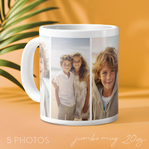 Column 5 Photo Collage - Thin Vertical Modern Grid Large Coffee Mug