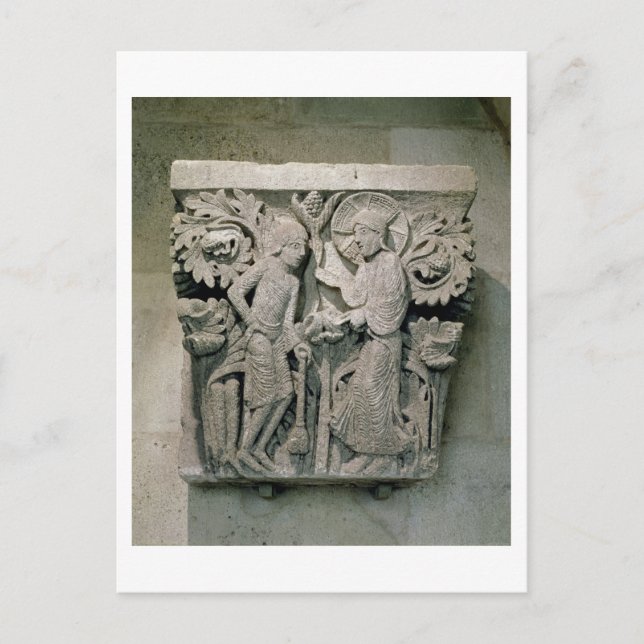 Column capital depicting Christ and James the Less Postcard (Front)