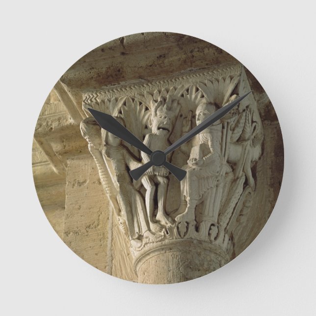 Column Capital, depicting St Benedict performing a Round Clock (Front)