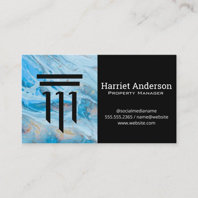 Column Logo | Corporate | Blue Marble Business Card (Front)