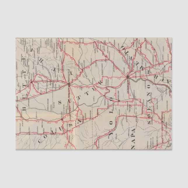 Colusa, Yolo, Napa, Butte, Yuba, Sutter, Solano Tissue Paper (Front)