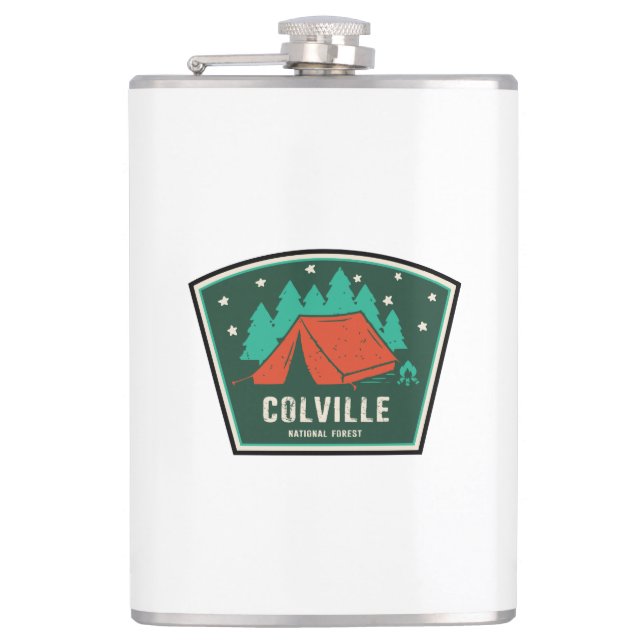 Colville National Forest Camping Hip Flask (Front)