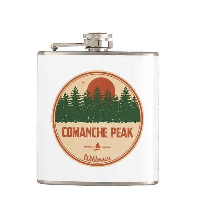 Comanche Peak Wilderness Colorado Hip Flask (Front)