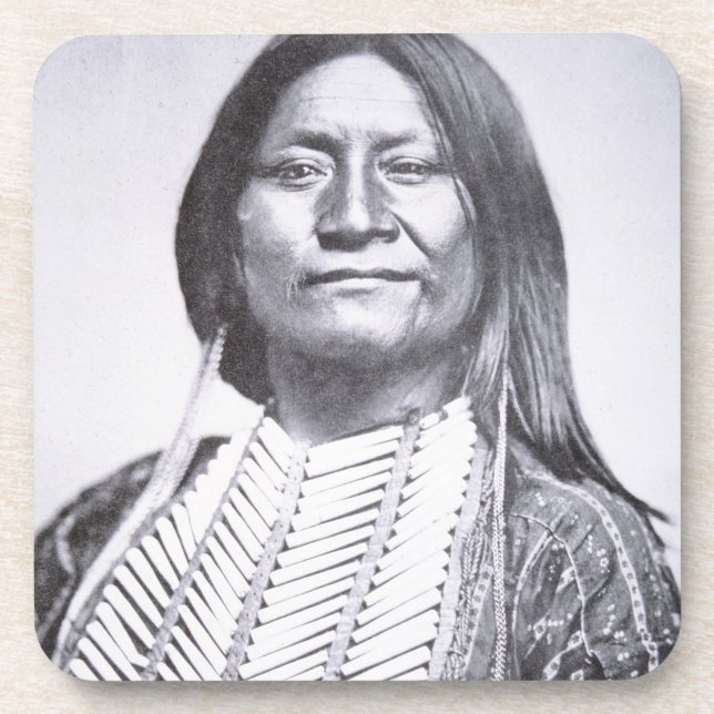 Comanche Tribesman, 1872 (b/w photo) Coaster (Front)