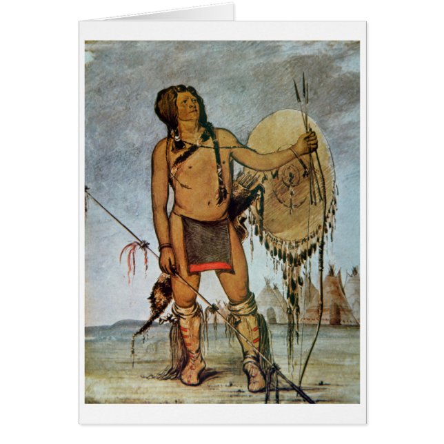 Comanche warrior with a shield, lance and bow and (Front)