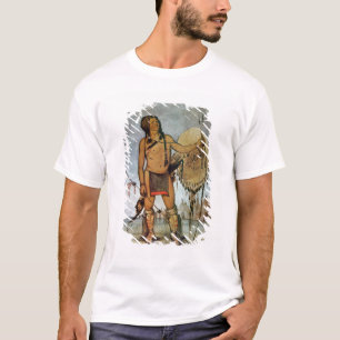Comanche warrior with a shield, lance and bow and T-Shirt