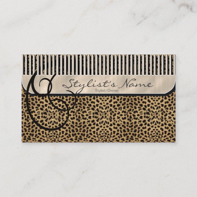 Comb and Curls Leopard ID319 Appointment Card (Front)