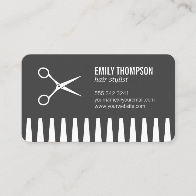 Comb and Shear Hair Stylist Business Card (Front)