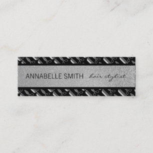 Comb and Shears / Hair Stylist / Silver Glitter Mini Business Card