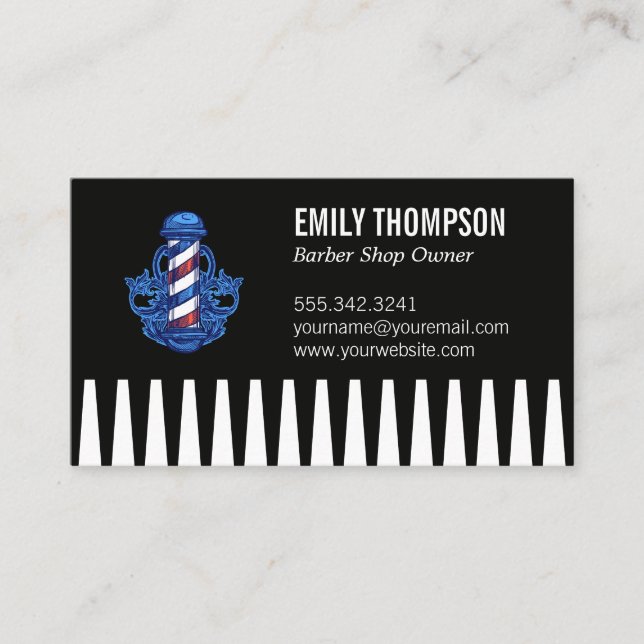Comb | Barber Pole Business Card (Front)